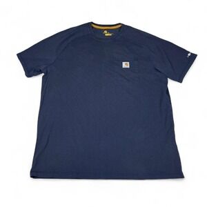 Carhartt Pocket T-Shirt Mens XL Navy Blue Relaxed Fit Workwear Tee